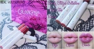 FACEBOOK Colourpop Barely Blitzed. three colors. photo collage of lipstick, lips