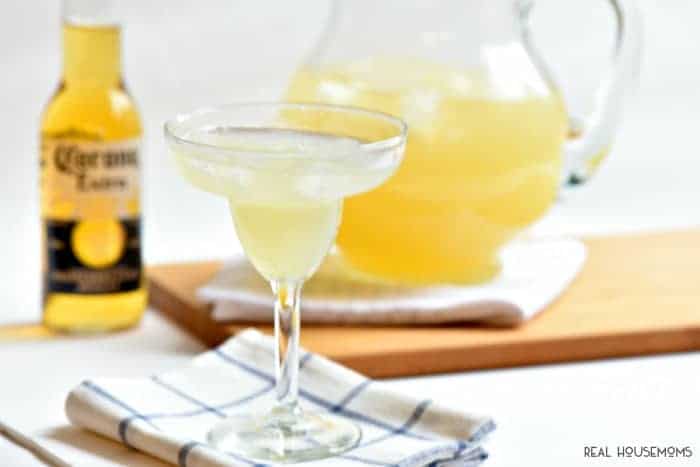 Beergarita cocktail in a margarita glass mixture of corona and margarita