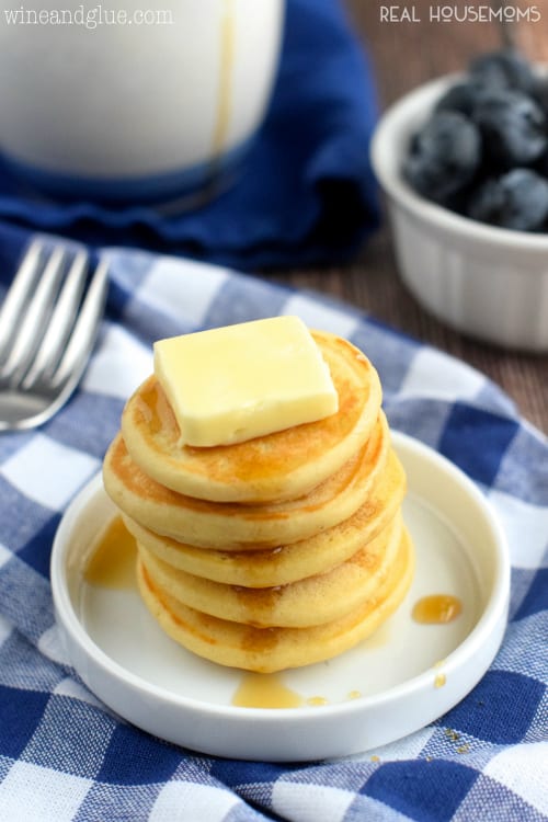 These Silver Dollar Pancakes come together in about 20 minutes, and are a delicious breakfast or snack!