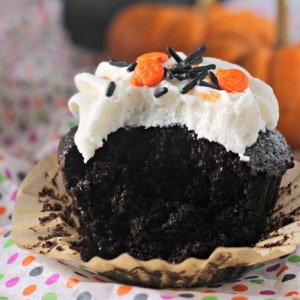 black magic cupcakes with vanilla bean buttercream icing bite