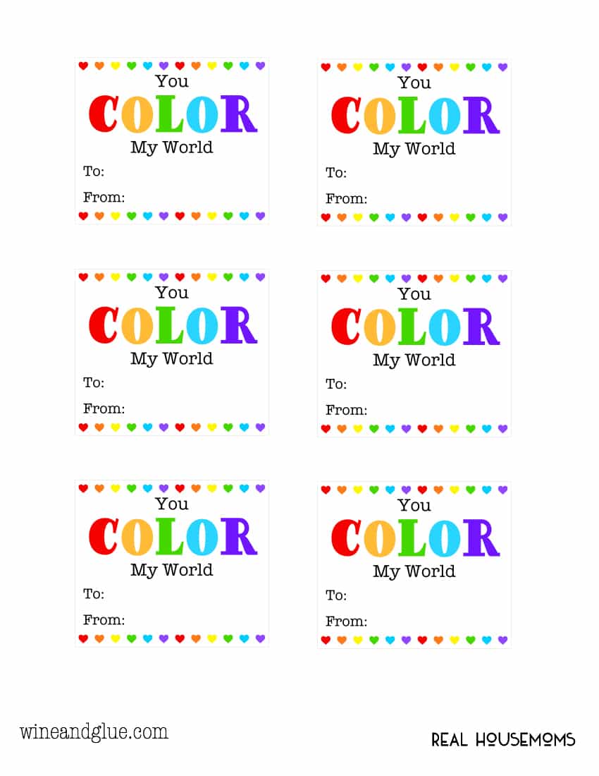 You Color My World Valentine Printable