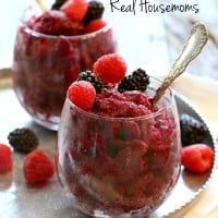 Triple Berry Wine Slush, topped with rasberries and blueberries