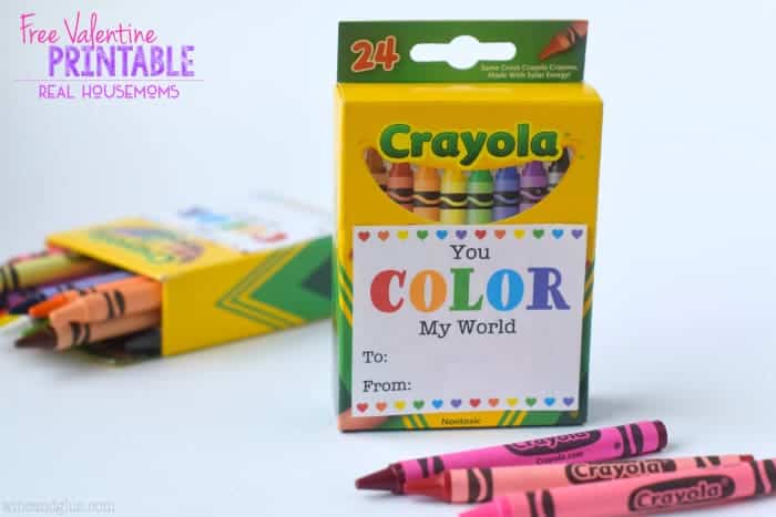 This super cute Free Valentine Printable makes creating Valentine's for a class a snap! Some boxes of crayons, some scissors and you're done!