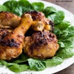 Roasted Miso Chicken. Drumb stcks on a bed of lettuce