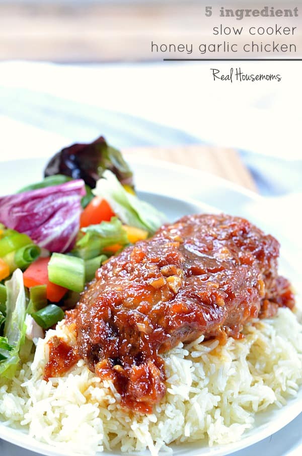 Slow Cooker Honey Garlic Chicken makes dinner easy! Let the crock pot do all the work for you! 