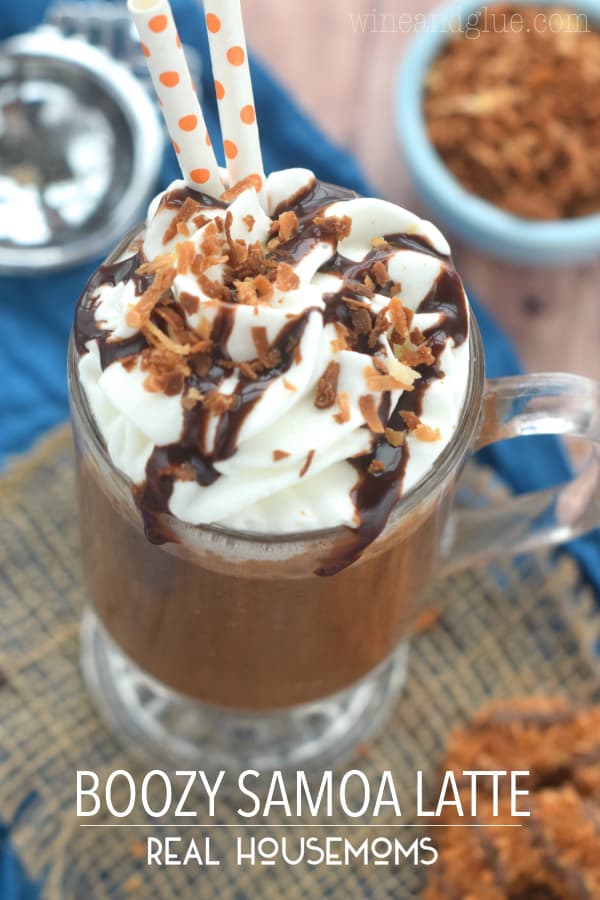 This Boozy Samoa Latte is your favorite cookie, your cup of coffee, and your cocktail all in one!