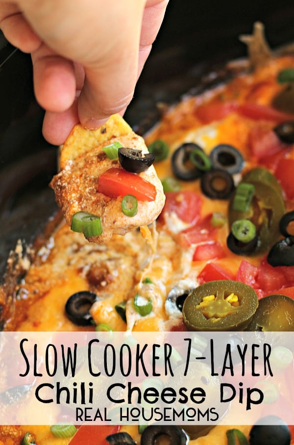 Slow Cooker 7-Layer Chili Cheese Dip l Real Housemoms