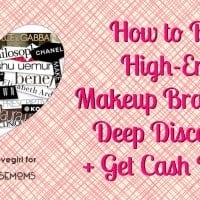 pink graphic that reads "How to buy highend makeup at discount prices." with a heart a top of graphic