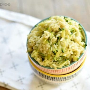 Cheesy Zucchini Rice is a super tasty way to jazz up your rice and get kids to eat more green!