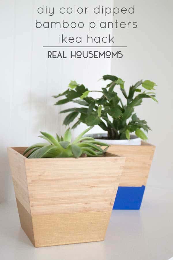 DIY Color Dipped Bamboo Planters IKEA Hack | Real Housemoms