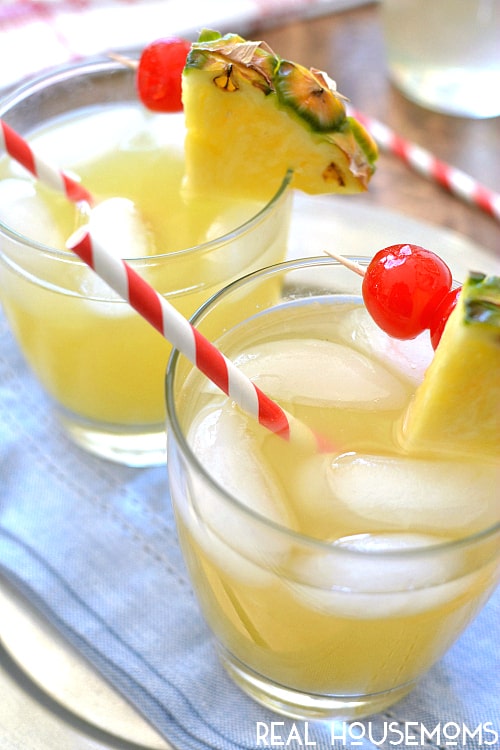 Pineapple Spritzers are sweet, refreshing summer mocktails that are perfect for the whole family!