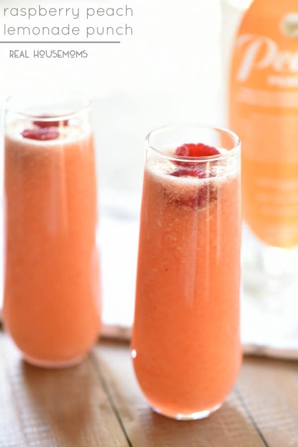 Raspberry Peach Lemonade Punch is  so insanely good and perfect for any celebration!
