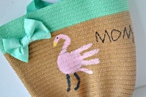 Flamingo Handprint Mother’s Day Tote Bag