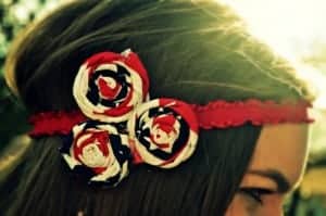 Red White and Blue Rosette Boho Headband