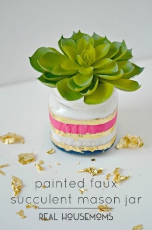 Painted Faux Succulent Mason Jar ⋆ Real Housemoms