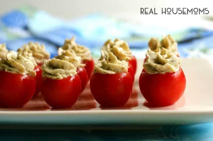 Cheesy Pesto Stuffed Tomatoes | Real Housemoms