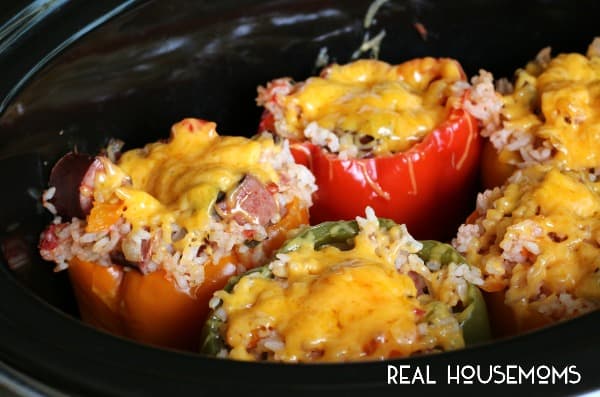 Slow Cooker Sausage and Rice Stuffed Peppers | Real Housemoms