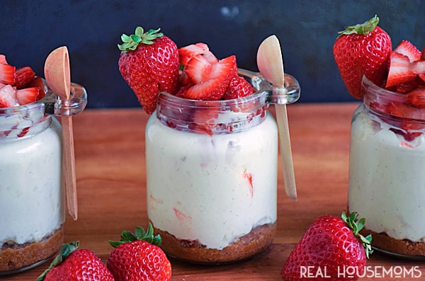 Strawberry Cheesecake in a Jar is a scrumptious, no-bake dessert you can take with you on-the-go! Perfect for summer BBQ's, reunions, or just because you want a creamy cheesecake for a refreshing snack in no time!