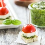 Caprese with Pesto Bites will be your go to appetizer this summer with homemade pesto that comes together in a snap!