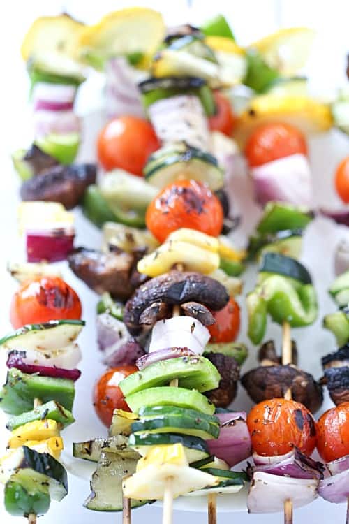 Grilled Veggie Kabobs are the perfect summer side dish for all of your meals! 