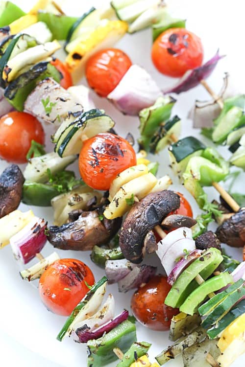 Grilled Veggie Kabobs are the perfect summer side dish for all of your meals! 