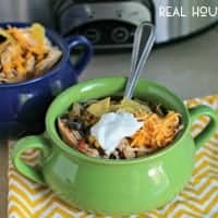 Slow Cooker Chicken Taco Soup is a dump and go soup recipe that can be made decadent or healthy with the toppings!