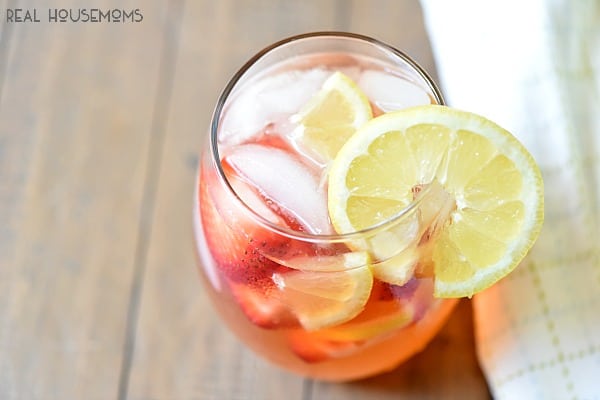 Strawberry Lemonade Sangria is super tasty, easy to make and my favorite summer BBQ drink!