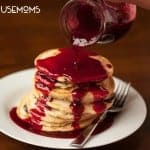 Homemade Raspberry Pancake Syrup made from fresh or frozen raspberries is a decadent breakfast treat and is excellent on chocolate chip pancakes!