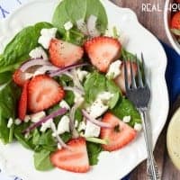 This Strawberry Feta Salad with Light Lemon Poppy Seed Dressing is absolutely perfect for summer! Your summer BBQs and picnics need this salad and lightened up dressing!