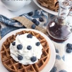 Classic blueberry waffles with a protein boost twist! These Blueberry Protein Waffles are the perfect way to start a day!