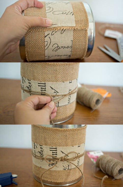 Have fun with your summer crafting by updating tin cans, paint cans or a cute galvanized milk can like this Burlap Milk Can Vase!