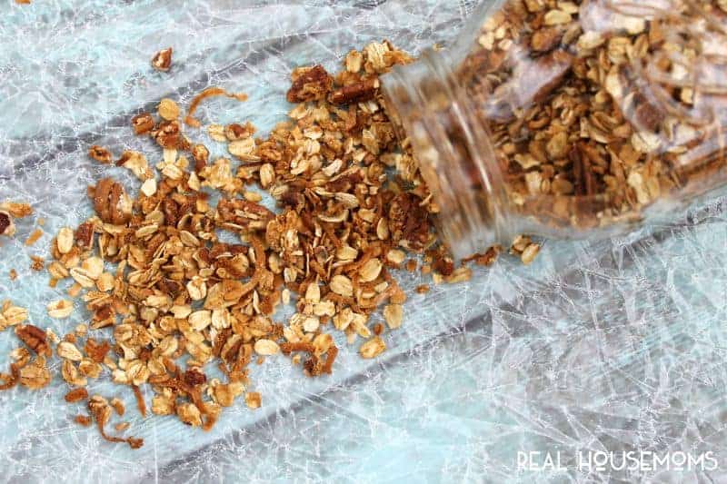 Coconut Pecan Granola is an easy to make snack that's perfect with some milk for breakfast, on yogurt, or just eat it by the handful!