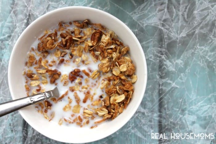 Coconut Pecan Granola is an easy to make snack that's perfect with some milk for breakfast, on yogurt, or just eat it by the handful!