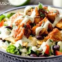 Grilled Barbecue Chicken Salad with Avocado Ranch Dressing is better than your favorite restaurant salad at a fraction of the cost, but with ALL the flavor!