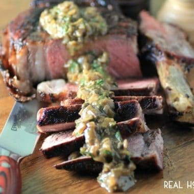 One of the best things about summer is grilling up your favorite cut of beef, just like this magnificent Grilled Steak with Brandy Peppercorn Sauce!