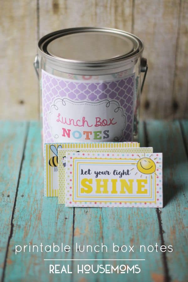 Let your children know that you are thinking of them while they are at school by adding Printable Lunch Box Notes to their bag lunch!