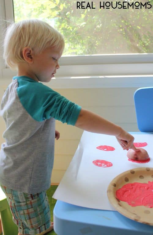 These Potato Stamped Watermelon Towels are a great activity for kids ... especially if you're looking for something new to do! 