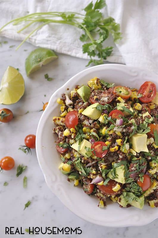 Turn all that gorgeous summer produce into a fabulous Meatless Monday meal with our Roasted Corn and Quinoa Salad