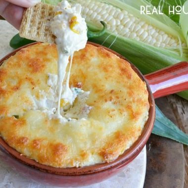 Roasted Corn and Jalapeño Dip will be a crowd favorite! A cheesy appetizer that is full of sweet corn and spicy jalapeño, what's not to love!?!?