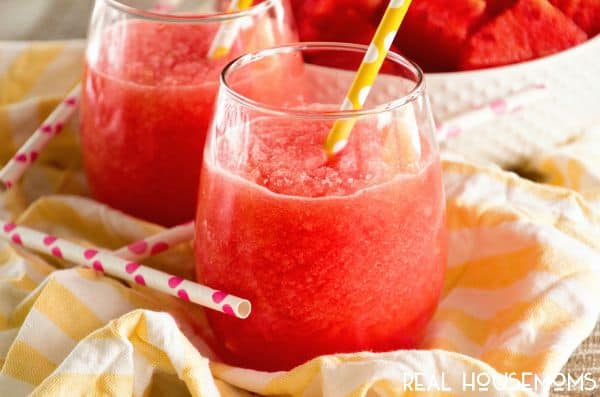 Skinny Watermelon Agua Fresca Slushie is a cold, refreshing beverage with delicious frozen watermelon and coconut water!