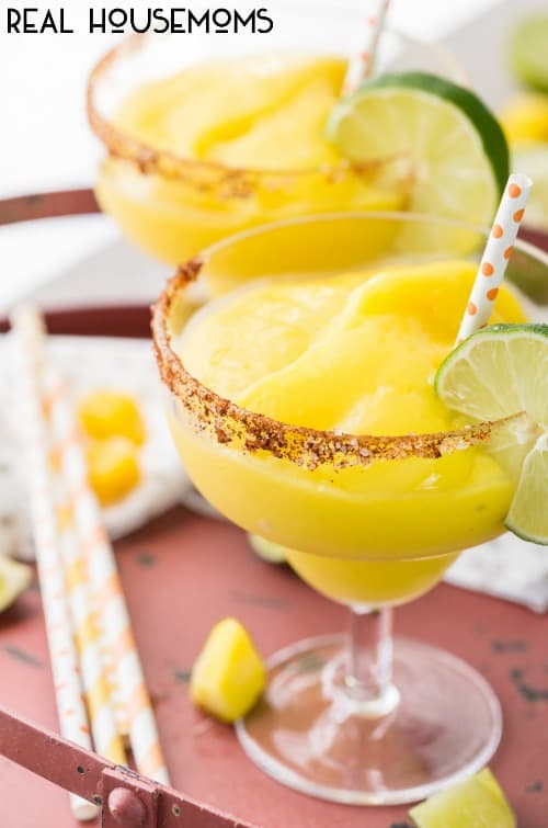 Chili Mango Margaritas are SUPER SIMPLE, refreshing, and perfect for Summer!