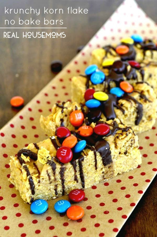 Krunchy Korn Flake No Bake Bars are a fun and easy treat for these hot summer days!