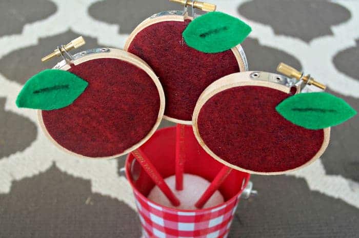 Mini Embroidery Hoop Apple Pencils