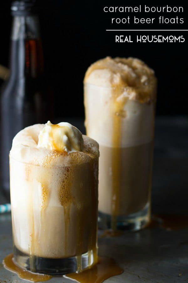 Caramel Bourbon Root Beer Floats are fun and delicious adult root beer floats, and ready in 5 minutes!
