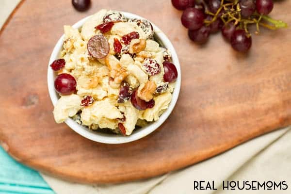 Healthy, bold and flavorful Curried Macaroni Salad is made without mayo, and offers a curry kick paired with sweet raisins and grapes and crunchy walnuts making this the perfect combination of flavors and textures!