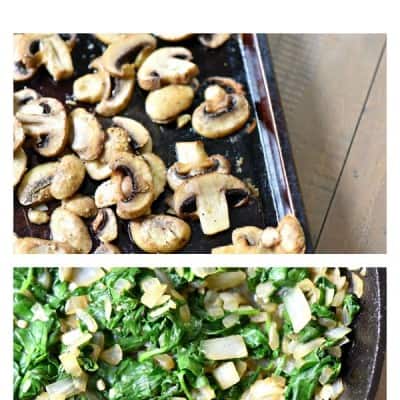 Roasted Mushroom Spinach Sausage Alfredo Pasta Bake tastes amazing and it's our new FAVORITE family dinner!!!