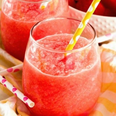 Skinny Watermelon Agua Fresca Slushie is a cold, refreshing beverage with delicious frozen watermelon and coconut water!