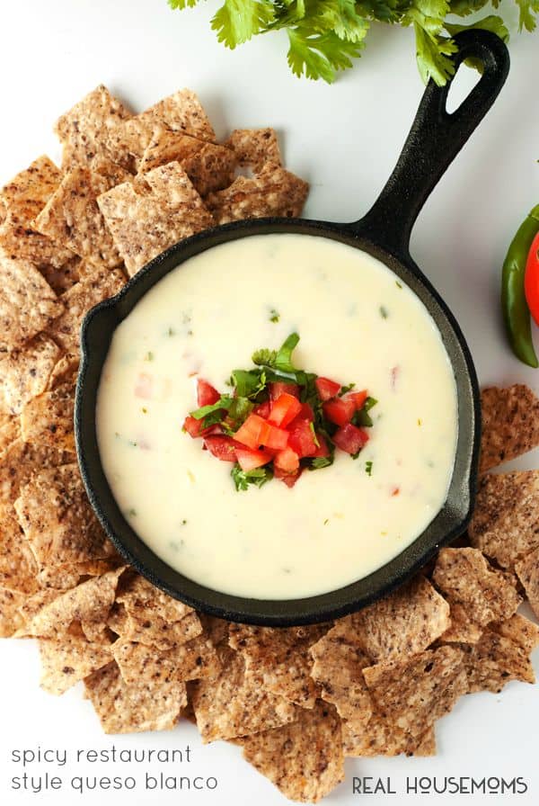 The perfect appetizer for family and friends, make this Spicy Restaurant Style Queso Blanco tonight!