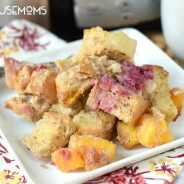 Peach Raspberry Slow Cooker French Toast does all the work for you and can even be prepped the night before!