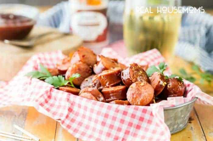 Sweet And Spicy Slow Cooker Kielbasa Bites Real Housemoms